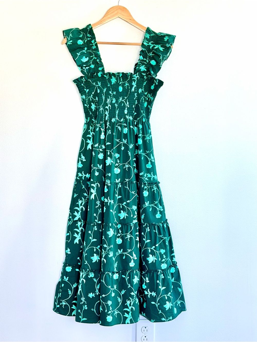 Hill House Home Ellie Nap Dress Emerald Trellis Cotton XS